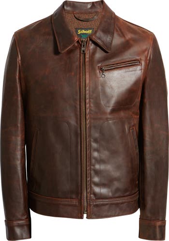 Schott NYC Waxy Leather Jacket, Nordstrom