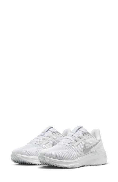 Shop Nike Air Zoom Structure 25 Road Running Shoe In White/platinum/silver