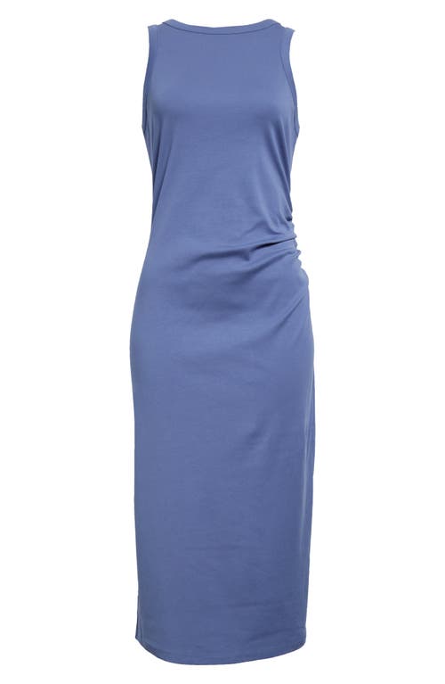 Vince Side Drape Stretch Cotton Tank Dress In Azurite