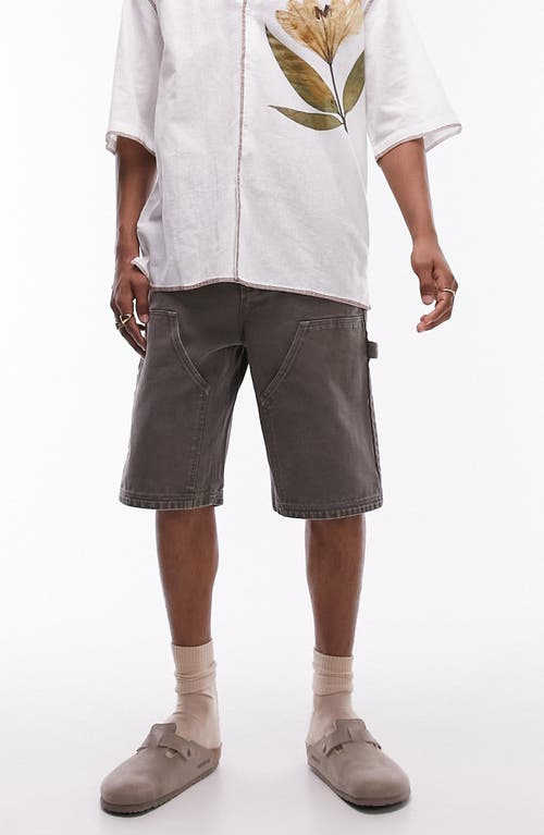 Topman Longline Canvas Carpenter Shorts Brown at Nordstrom,