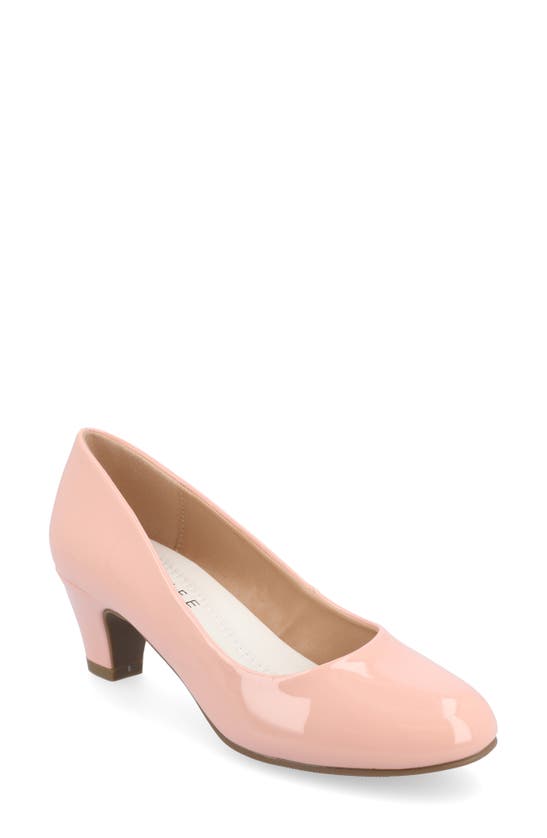 Journee Collection Luu Womens Round Closed Toe Block Heel Pumps In Patent/ Pink