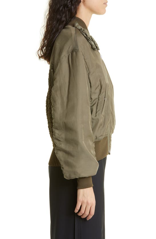 UNDERCOVER SKULL APPLIQUÉ MIXED MEDIA COTTON & SILK BOMBER JACKET