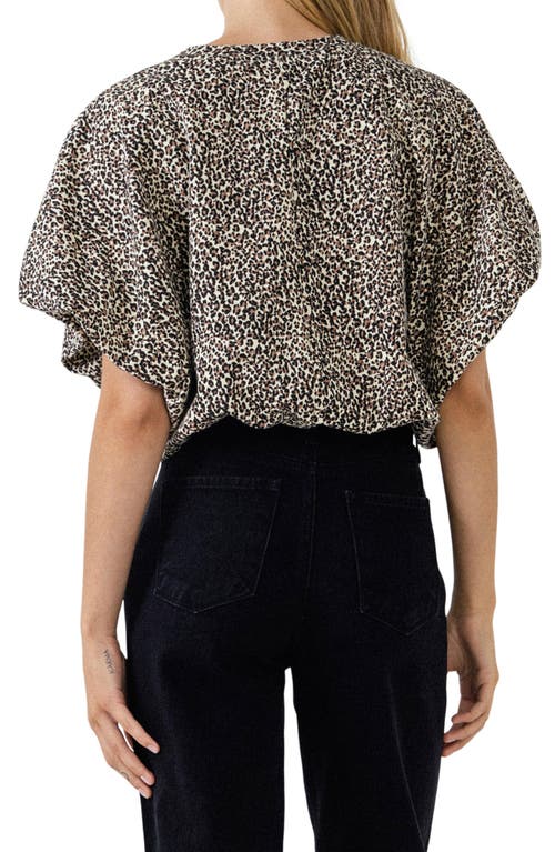 Grey Lab Animal Print Crop Dolman Top In Ivory Multi