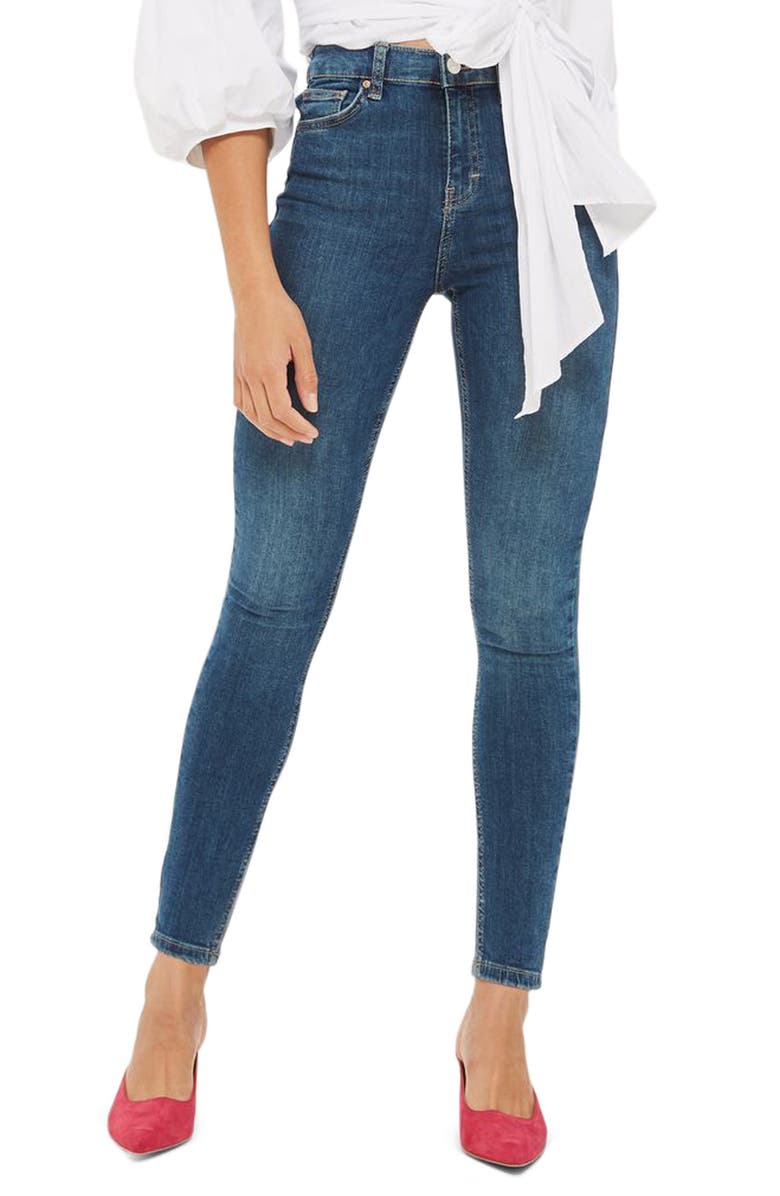 Topshop Jamie High Waist Crop Skinny Jeans (Blue Green) | Nordstrom