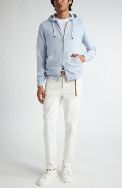 Shop Brunello Cucinelli Two-way Zip Cashmere Hoodie In Cxb49 Atlantic/nebbia