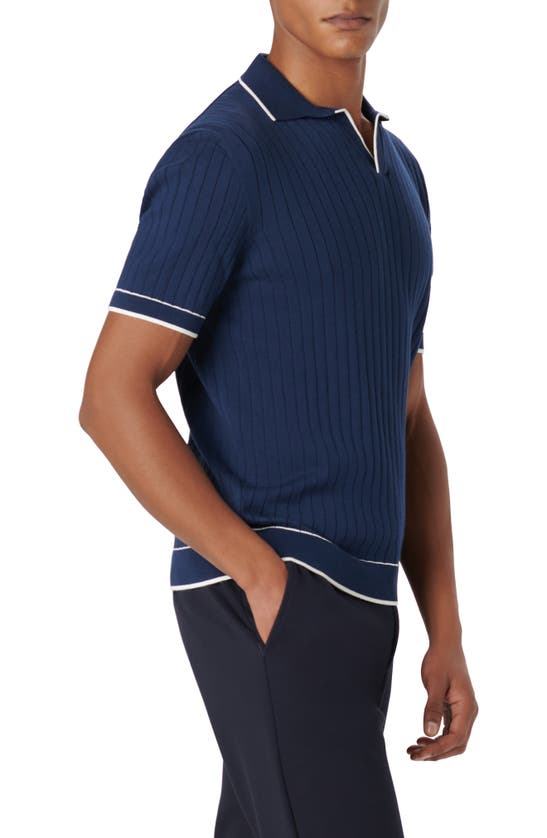 Shop Bugatchi Johnny Collar Rib Polo In Navy