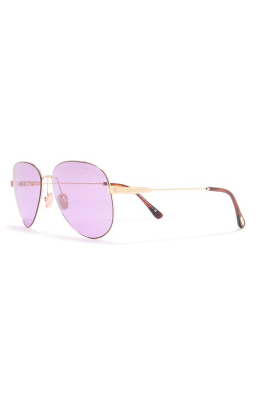 Shop Tom Ford 59mm Pilot Sunglasses In Shiny Rose Gold/violet