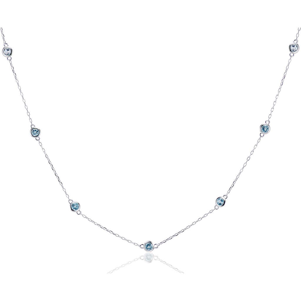 Shop House Of Frosted Multistone Station Necklace In Silver/blue Topaz