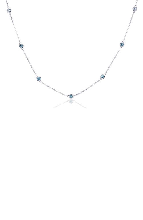 House Of Frosted Multistone Station Necklace In Silver/blue Topaz