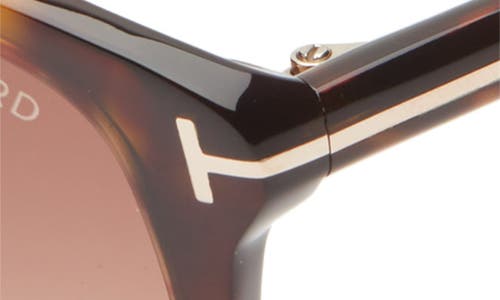 Tom Ford Karmen 57mm Gradient Round Sunglasses In Havana/gradient Brown Lenses