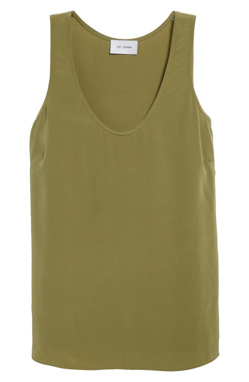 Shop St John St. John Collection Silk Crêpe De Chine Tank In Moss