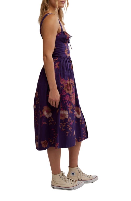 Shop Free People Laters Baby Stretch Cotton Midi Sundress In Grape Combo