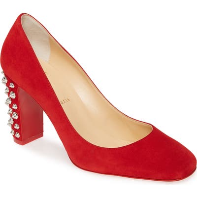 Christian Louboutin Donna Spike Square Toe Pump, Red