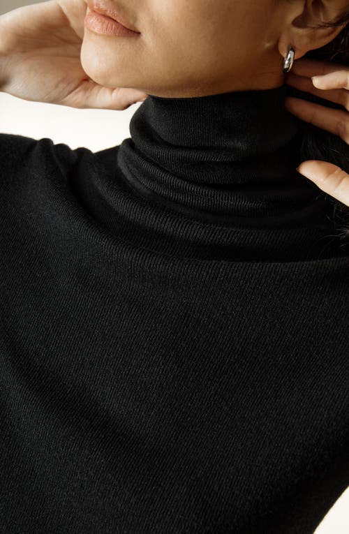 Shop Lilysilk Seamless Silk-cashmere Blend Turtleneck Sweater In Black