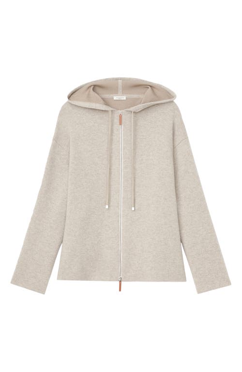 Lafayette 148 New York Double Knit Cashmere Zip Hoodie In Taupe Melange