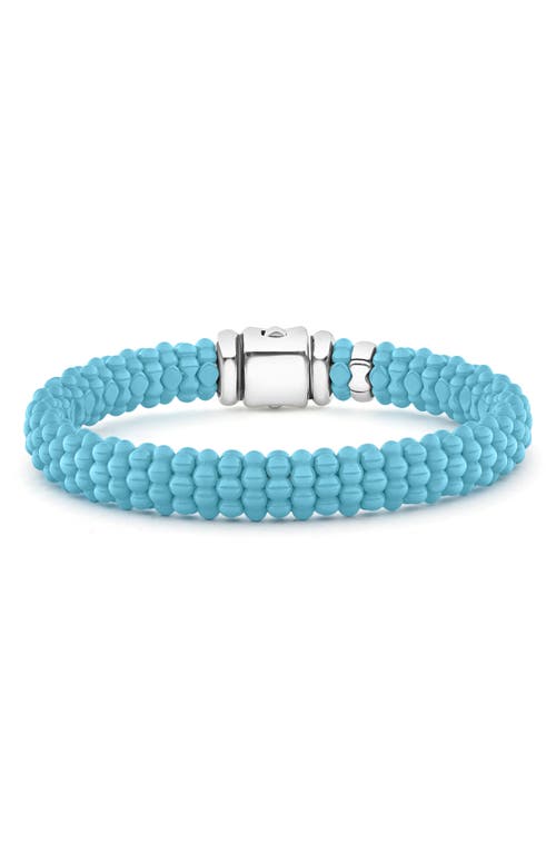 Lagos Sterling Silver Caviar Blue Ceramic Bracelet In Silver/blue