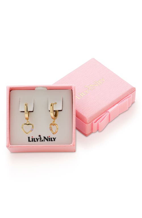Lily Nily Kids' Open Heart Charm Huggie Earrings In Gold
