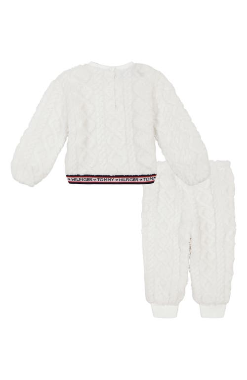 Tommy Hilfiger Baby Girl Cable Sherpa Sweatsuit 2-piece Set In White