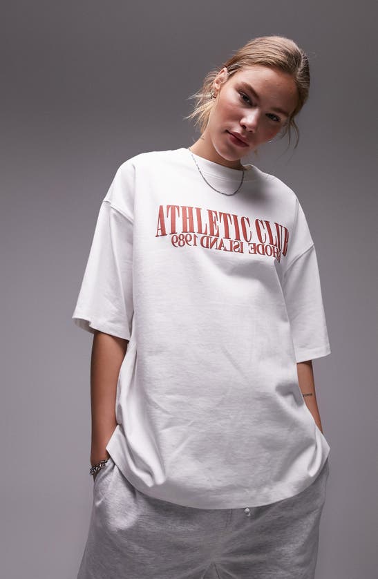 Shop Topshop Athletic Club Oversize Graphic T-shirt In White