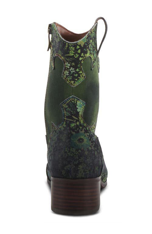 L'artiste By Spring Step Ladylucky Womens Faux Suede Pointed Toe Ankle Boots In Green Multi Suede