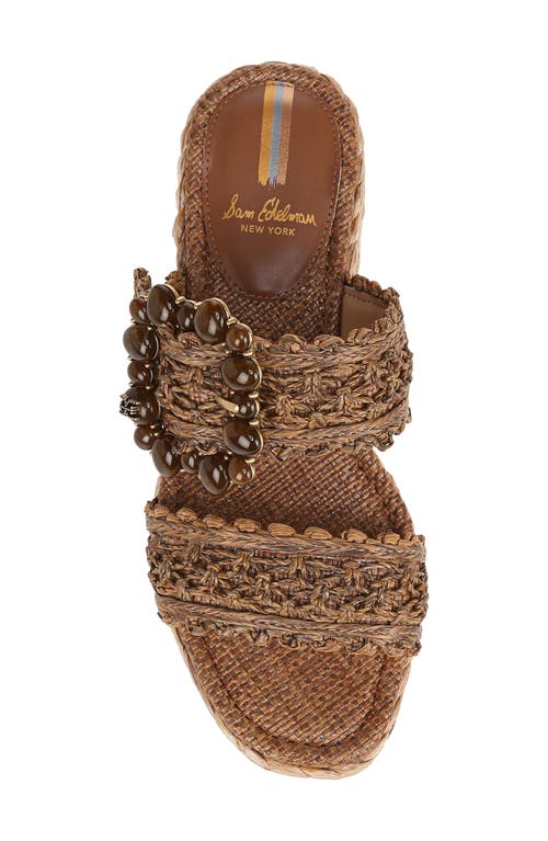 Sam Edelman Cadance Double Strap Raffia Wedge Platform Sandals In Cuoio