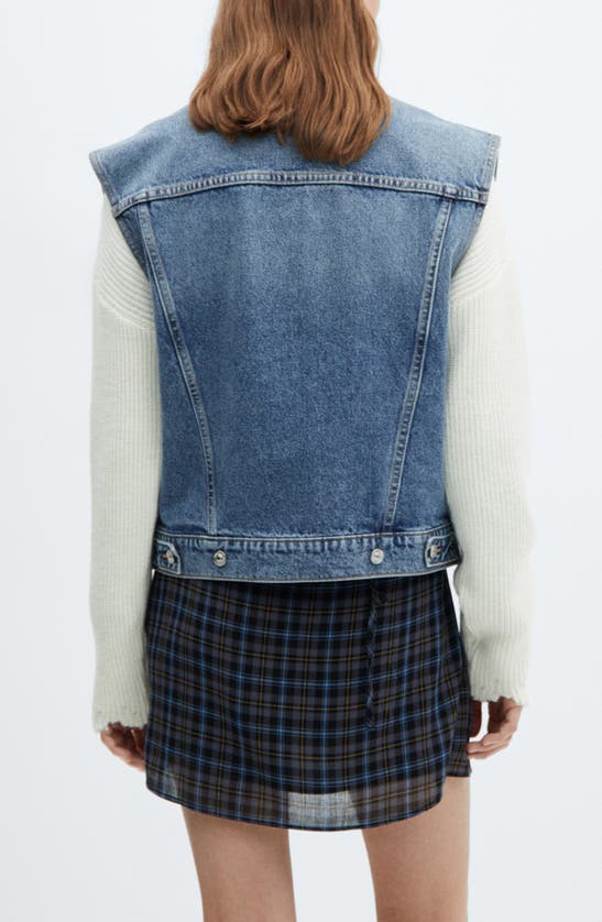 Mango Oversize Denim Vest In Medium Blue
