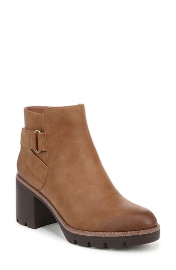 Naturalizer Veeda Waterproof Booties In Chestnut Brown Faux Leather