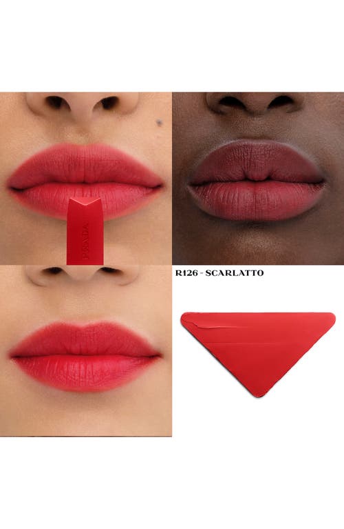 Prada Monochrome Soft Matte Refillable Lipstick In R126 Scarlatto - Pink Red