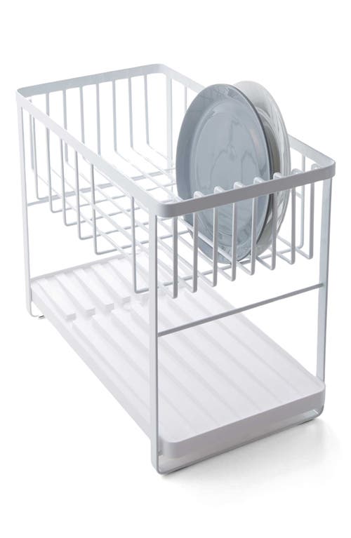 Yamazaki Tower 2 Level Dish Drainer Rack In White