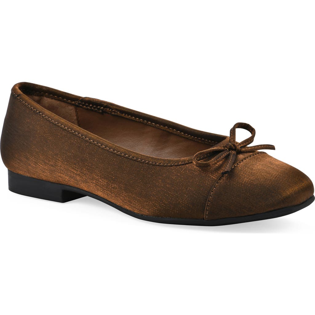 Cliffs By White Mountain Bocci Cap Toe Flat In Bronze Shimmer Fabric