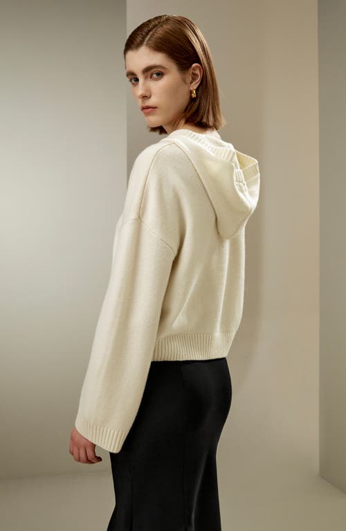 Shop Lilysilk Cropped Wool-cashmere Blend Hoodie For Women In White