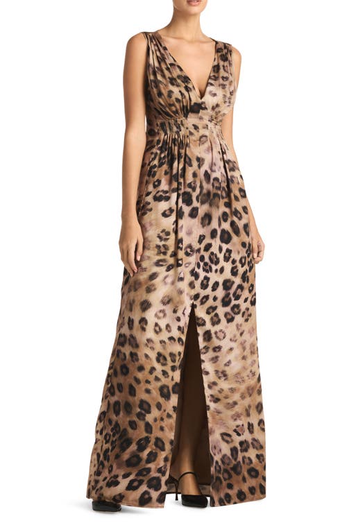 Painted Leopard Print Maxi Dress in Sand Multi