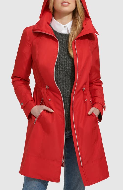 Shop Cole Haan Signature Travel Packable Hooded Rain Jacket In Red