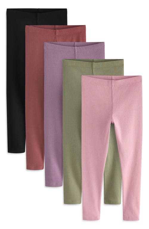 Next Kids' Assorted 5-pack Stretch Cotton Leggings In Black