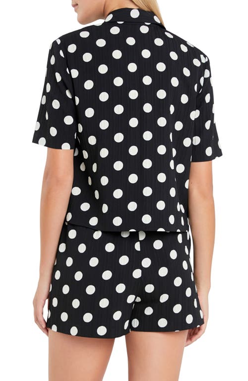 Shop English Factory Textured Dot Camp Shirt In Black/ivory