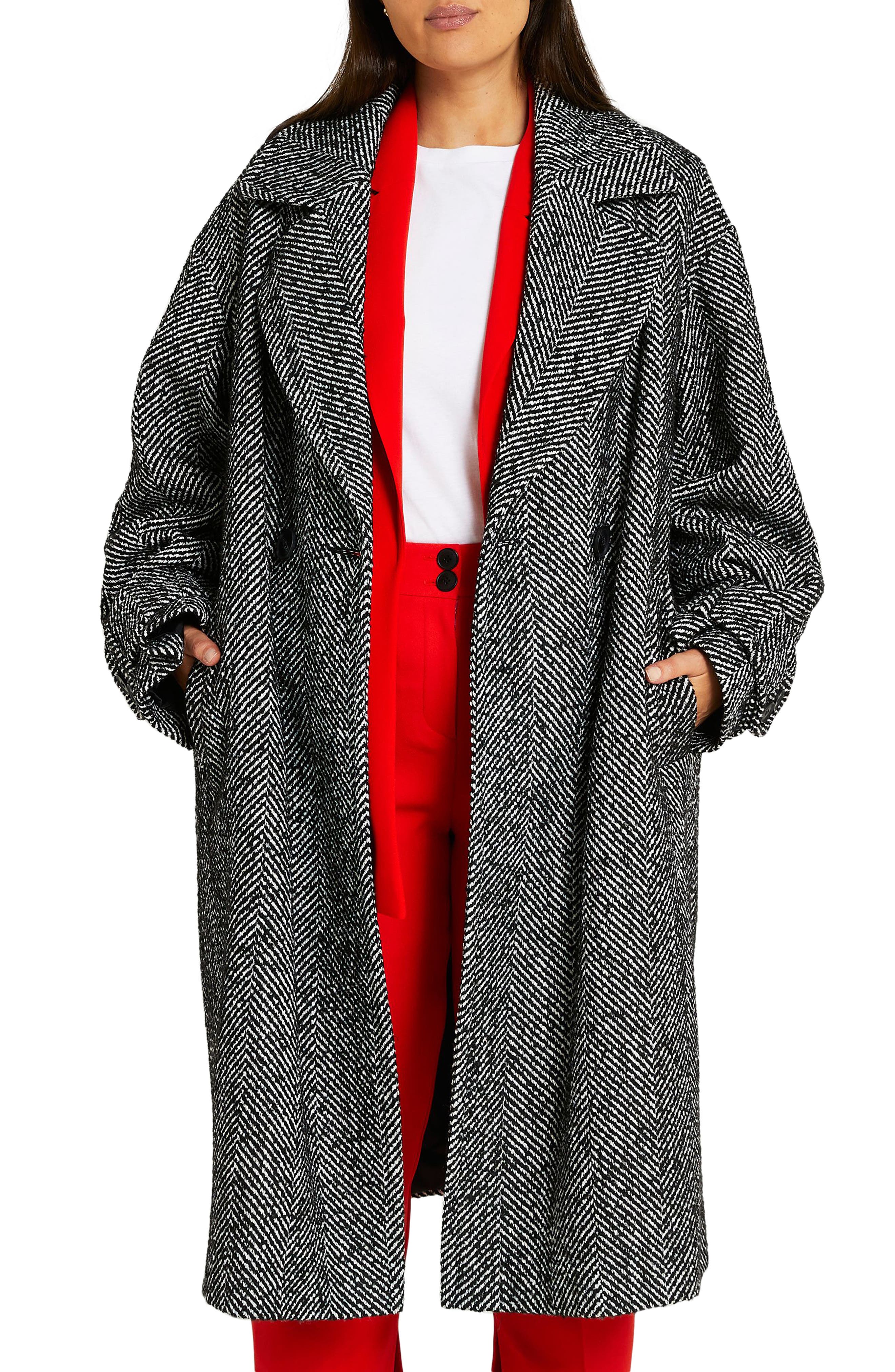 oversized herringbone coat