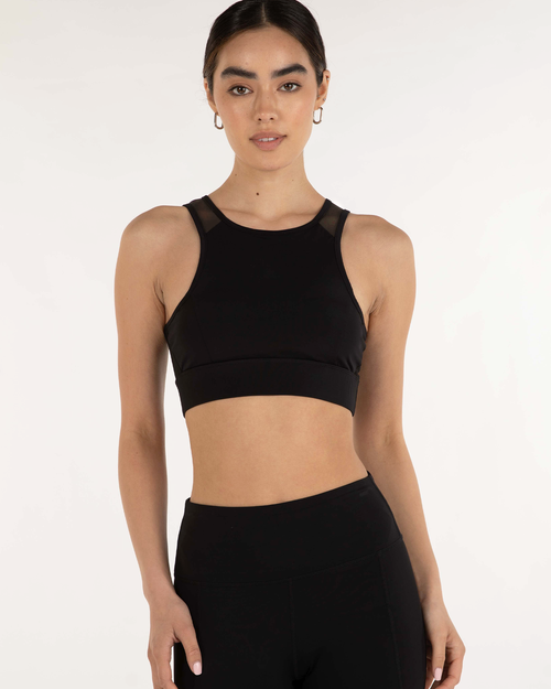 Shop Rebody Active Venti Mesh Longline Silkiflex Longline Bra In Midnight Black