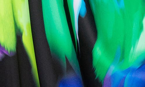 Buxom Couture Abstract Print Long Sleeve Caftan In Blue Multi