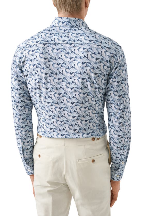 Shop Eton Slim Fit 4flex Leaf Print Dress Shirt In Lt/ Pastel Blue