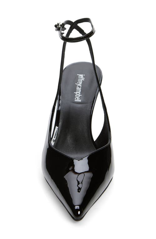 Jeffrey Campbell Executive Ankle Strap Pointed Toe Slingback Pump In Black Patent