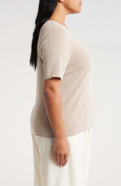 Shop Tahari Asl Short Sleeve Sweater In Sand