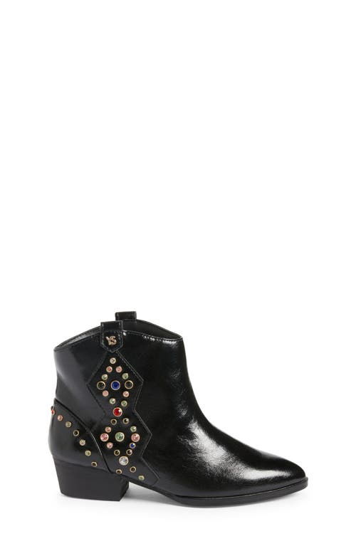 Shop Yosi Samra Kids' Miss Dallas Gem Western Boot In Black