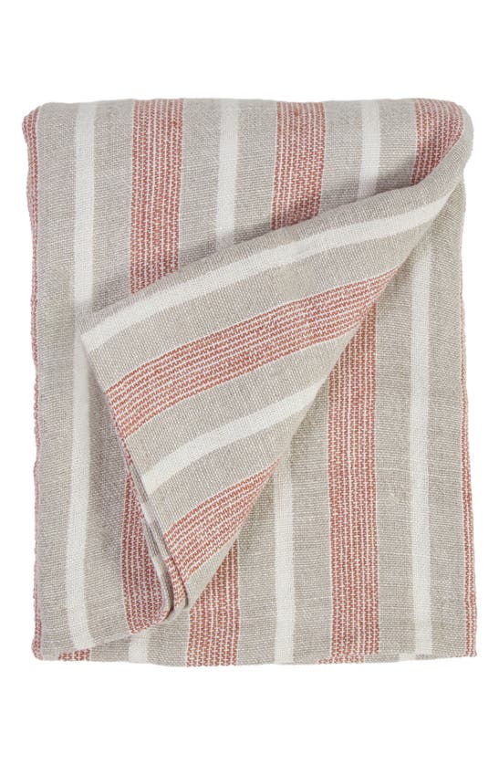 Pom Pom At Home Montecito Stripe Linen Blanket In Brown Tones