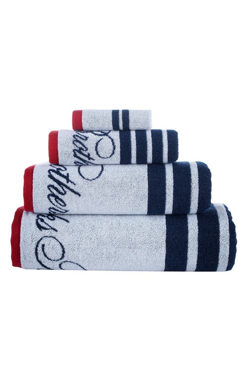Brooks Brothers Nautical Blanket Stripe 4 Piece Turkish Cotton Hand Towel Set Bedding In White