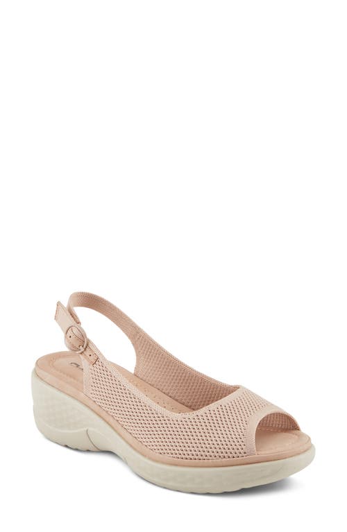 Flexus By Spring Step Mayberry Slingback Peep Toe Platform Wedge Sandal In Brown