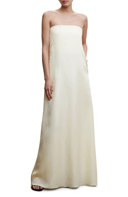 MANGO Strapless Maxi Dress in Natural White