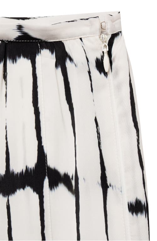 Shop Mango Pleated Print Midi Skirt In Off White