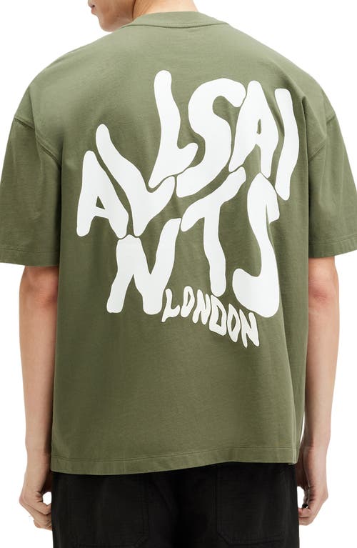 Shop Allsaints Orlando Logo Oversize Graphic T-shirt In Fleur Green