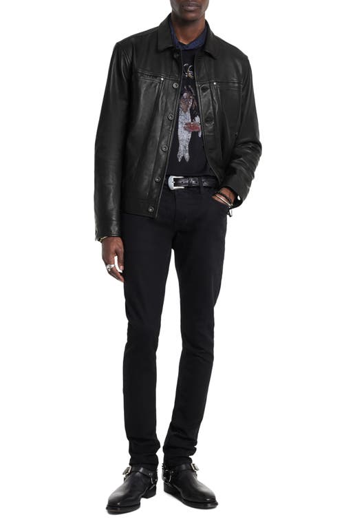 Shop John Varvatos Terrance Leather Trucker Jacket In Black