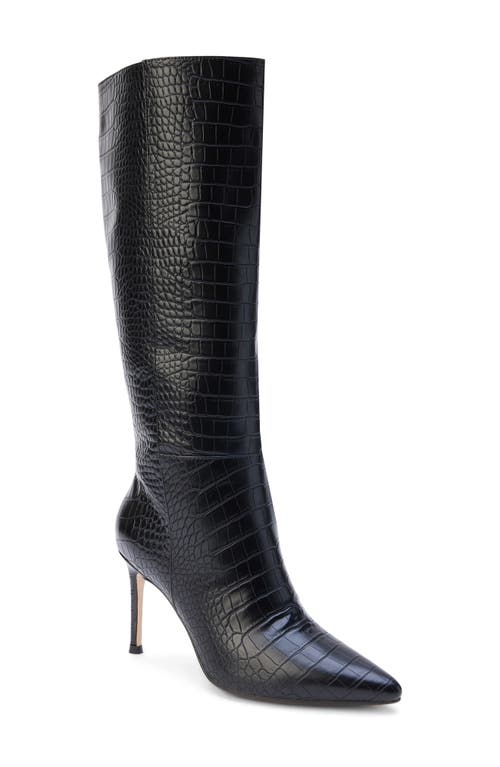 Coconuts by Matisse Alina Reptile Embossed Knee High Stiletto Boot in Black